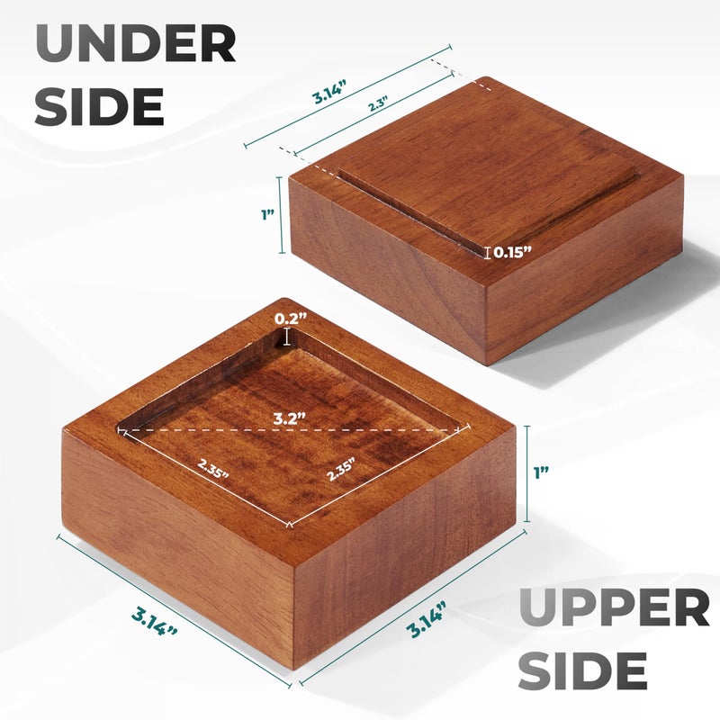FASONLA Bed Risers (Set of 8) Furniture Risers Lifts Height 1", 2" or 3", Solid Natural Wood Risers for Bed, Furniture, Table, Sofa, Chair with Non-Slip Recessed Hole (Light Brown Color, 1 Inch) - Image 2